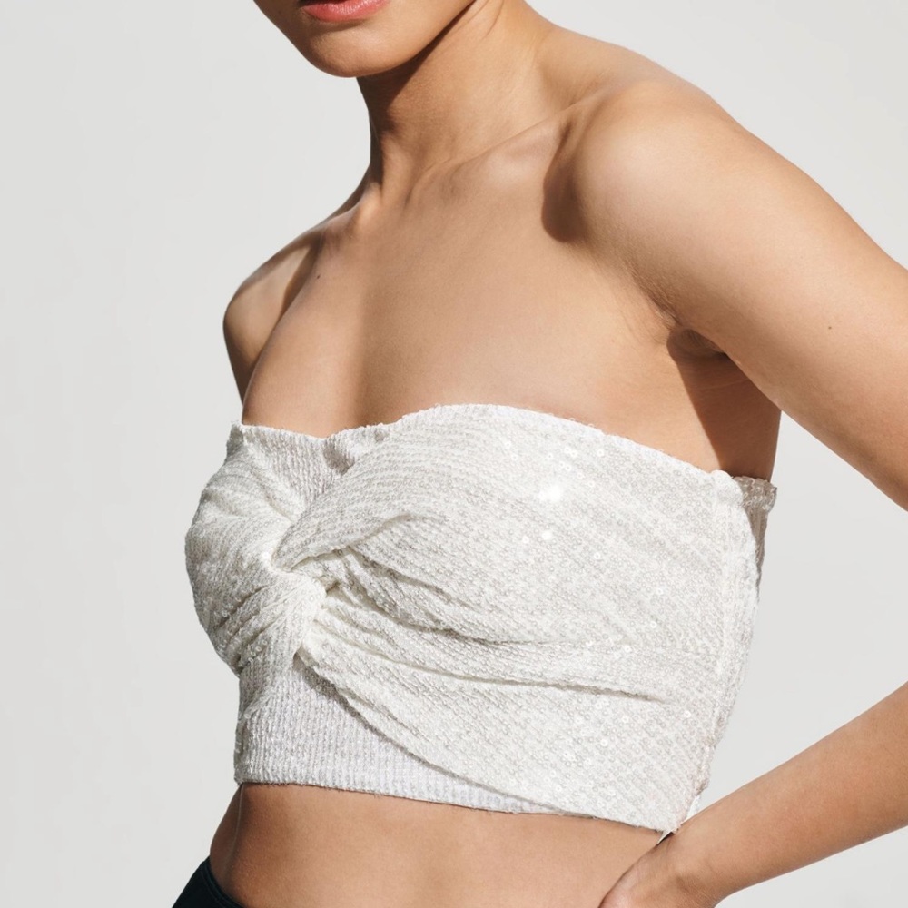 Anthropologie Ranna Gill Sequin Embellished Bustier Crop Top